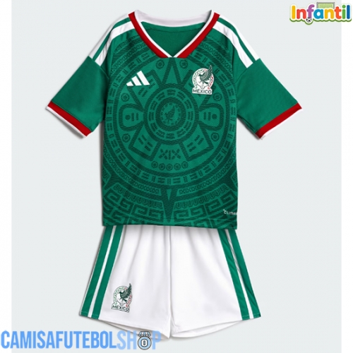Camisa de time de futebol México Replicas 1º Equipamento Infantil Mundo 2026 Manga Curta (+ Calças curtas)